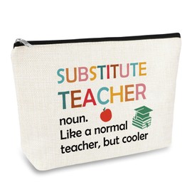 Substitute Teacher Gift Zipper Makeup Bag Teacher Assistant Appreciation Gifts for Women Thank You Gift for Substitute Teachers Cosmetic Bag Teacher’s Day Gifts for Teachers Coworker Makeup Pouch