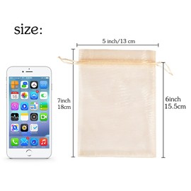 100PCS 5x7inch Peach Sheer Organza Bags Wedding Favor Drawstring Bags Organza Jewelry Pouches Party Valentine Gift Mesh Candy Bag