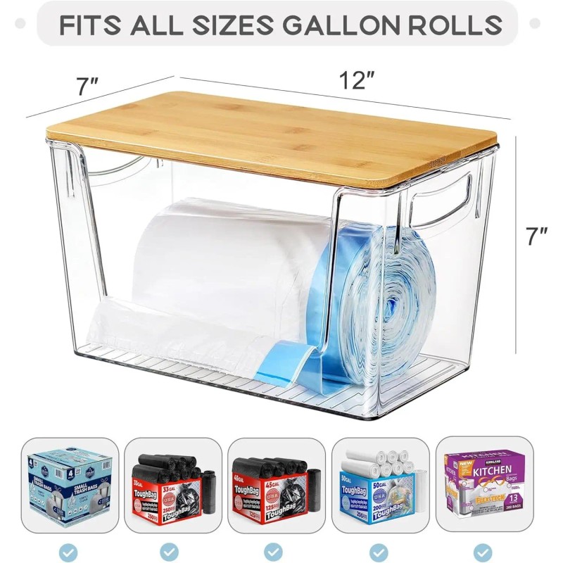 2 Pack Bamboo Lid Large Capacity Clear Storage Bins Pantry