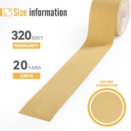 MIDO Professional Abrasive PSA Longboard Sandpaper 320 Grit Sandpaper Roll 20 Yard x 2-3/4” Wide Self Adhesive Stickyback Sandpaper for Woodworking,Automotive,Sanding Blocks