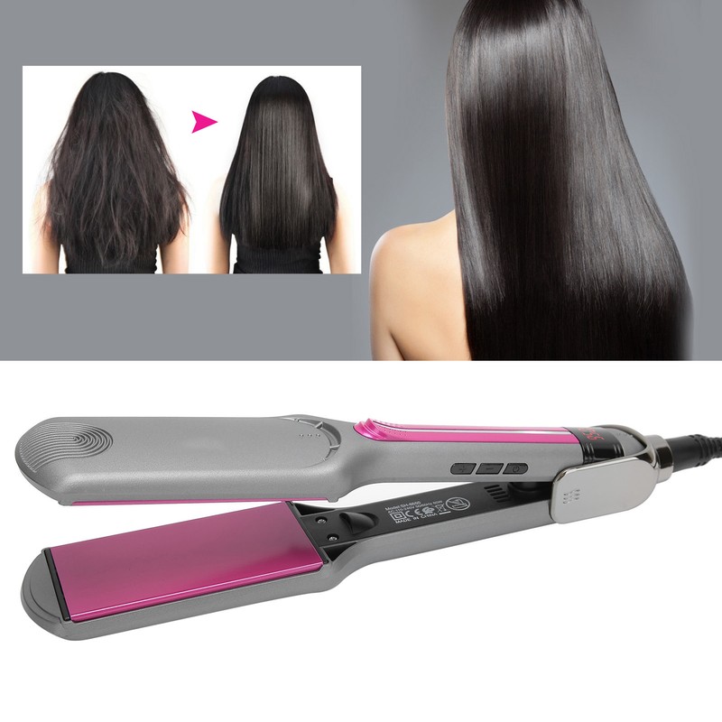 Professional Hair Straightening Ceramic Heating Plate Straightener LCD Display Hairdressing