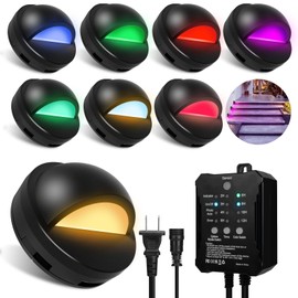 SMY Lighting RGBW Low Voltage Fence Lights Kit with Transformer Photocell Sensor and Timer IP67 Waterproof Patio Deck Lights for Outdoor Garden Steps Landscape Lighting Walkway 8Packs