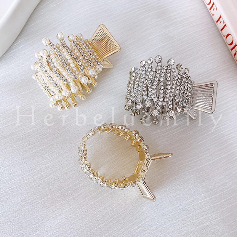 Herbeluemily Hair Claw Clip, Rhinestone Bijou Pony Holder, Hair Clip,