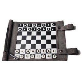 Pitkin Stearns International, Inc. Genuine Leather Roll-Up Travel Game - Chess/Checkers by Sondergut