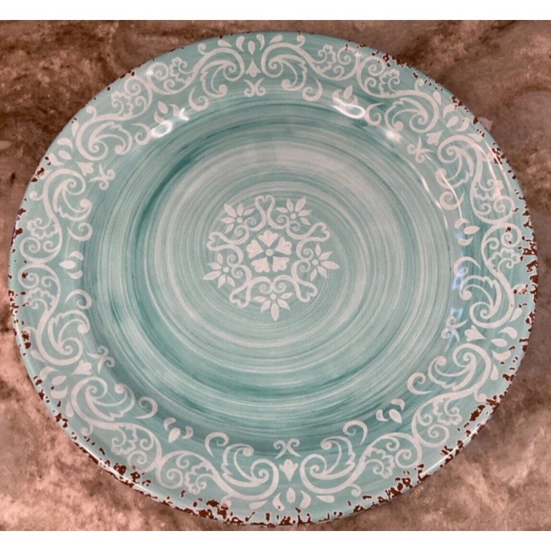 Cynthia Rowley Melamine Dinner Plates Blue Medallion Swirl Cynthia Rowley
