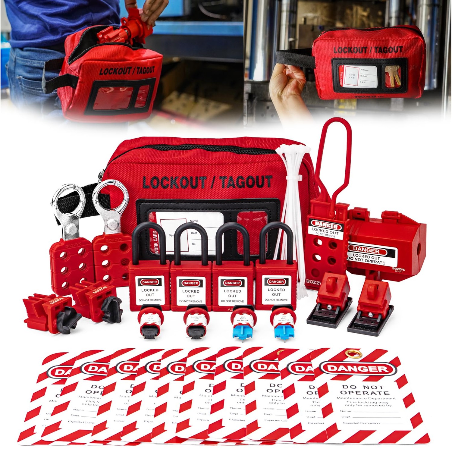 BOZZYS Electrical Lockout Tagout Kit,27 Pack Lockout Locks Includes ...