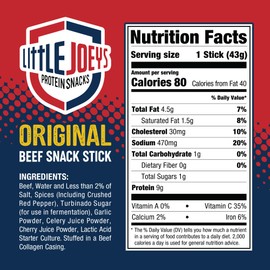 Little Joeys Original Beef Snack Sticks – 6 Count Box – High Protein Meat Snacks for Adults & Kids – Keto Friendly, Low Carb, Gluten Free, No Nitrates or MSG – Shelf Stable Beef Jerky Sticks – Made in USA