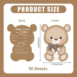 30Pcs Bear Baby Prediction Cards Teddy Bear Baby Shower Prediction Cards and Advice for Baby Shower Decorations Boy Girl Funny Baby Shower Card for New Parents Gender Reveal Games Party Gifts (Bear 1)