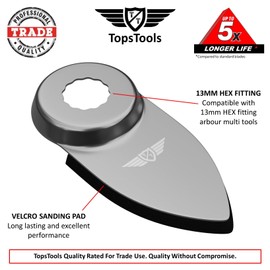 3 x TopsTools 50mm x 35mm RVFSP_3 Velcro 13mm HEX Fitting Finger Sanding Pads Compatible with Draper MT250A 23038, MT250 31328, WICKES 235510, RENOVATOR Multitool Multi Tool Accessories