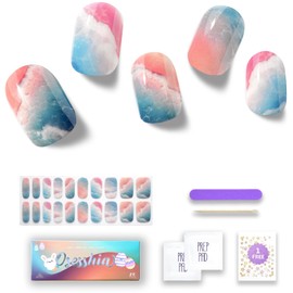 Osesshia Semi Cured Gel Nail Strips, 20 pcs Nail Wraps, Glaze Gel Nail Stickers, Salon Quality French Manicure, Full Decal Gel Polish Strips, Long Lasting SCG, Easy on, UV Required (Tropical Isle)