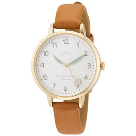 Fieldwork GY039-3 Women's Analog Wristwatch, Fleury, Flower Motif, Leather Strap, Brown, Braun