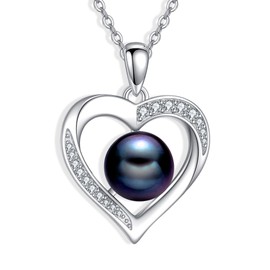 YAFEINI Black Pearl Necklace 925 Sterling Silver Black Pearl Pendant Necklace Jewellery Christmas Gifts for women