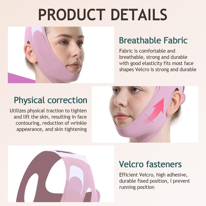 FUG V Line Face Lifting Chin Mask, Reusable Comfortable Adjustable