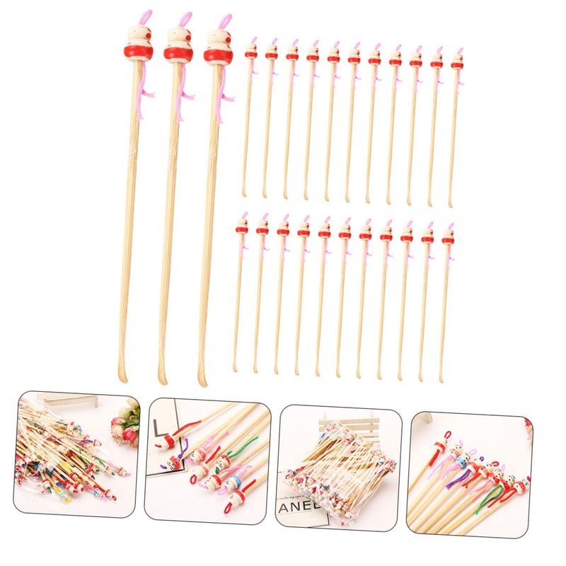 OATIPHO 100Pcs Bamboo Ear Wax Removal Spoons Natural Handcrafted Ear