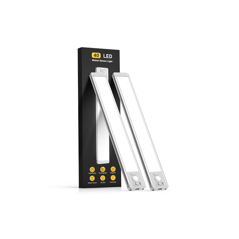 MCGOR Rechargeable Motion Sensor Under Cabinet Lighting - 2 Pack