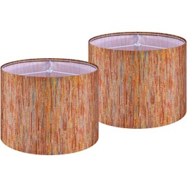 GO&S0 16 Inches Large Colorful Lamp Shades for Floor Lamps and Table Lamps-16"x16"x12" (Spider) Set of 2 Bohemia Style Replacement Lampshade Drum,Striped Natural Fabric Lamp Shade -Easy Assembly
