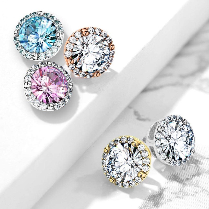 Amelia Fashion 14 Gauge Round Prong Set CZ Center with