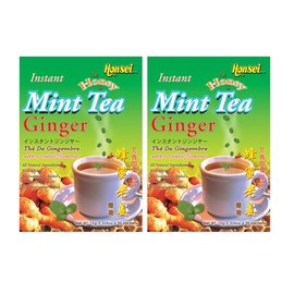 Honsei Instant Ginger Honey and Ginger Mint Tea Set, 20 Sachets Each Flavor Total 40 Sachets (Ginger Mint Tea - 2 Pack)
