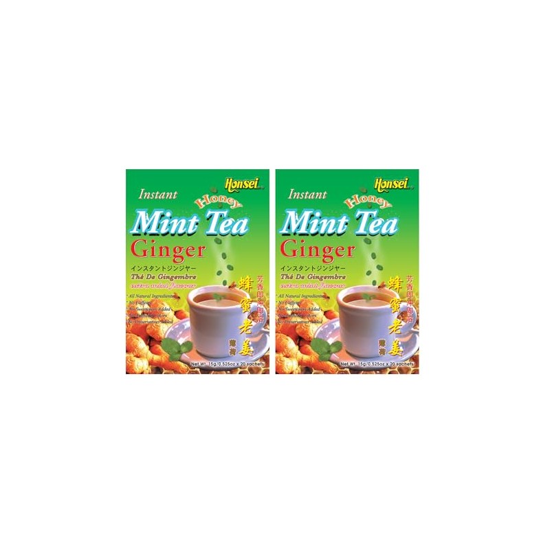 Honsei Instant Ginger Honey and Ginger Mint Tea Set, 20