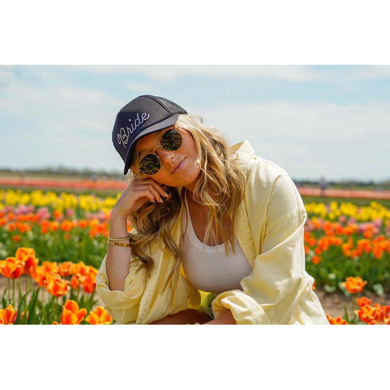 Funky Junque Rhinestone Foam Trucker Hat - Bride (Black)