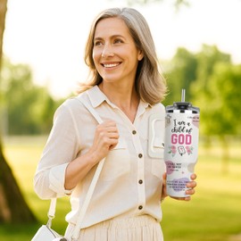 Christian Gifts for Women on Mothers Day, Child of God Tumbler, Inspirational Religious Faith Cup, Bible Verse Mug, Baptism Confirmation Gift, Spiritual Birthday Gifts for Mom, Daughter, Friends