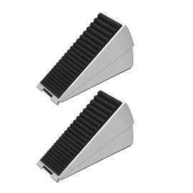 HOMOTEK Adjustable Tall Wedge Door Stopper, Higher Door Stopper Heavy Duty Stainless Steel Door Stop for Bottom of Door, Spring Non-Slip Rubber, Suit for Door Clearance of 0.2"-3", Silver,2 Pack