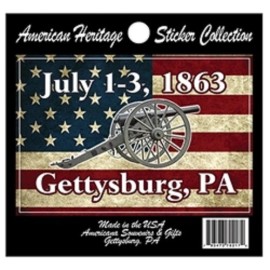 Gettysburg  Pa July 1-3 Rustic Flag Oval Euro Sticker New