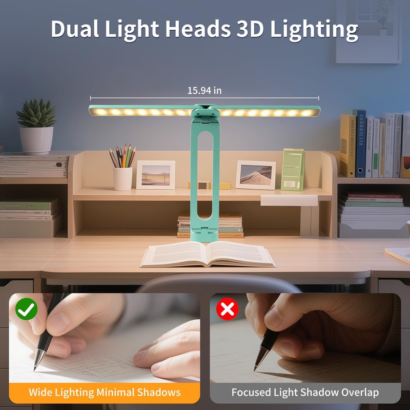 Bsdgeclogy Foldable and Adjustable LED Reading Lamp, Dual Head Portable