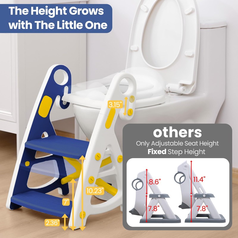 Primlect Potty Training Seat, 2-in-1 Toddler Toilet Seat with Step