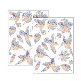 LuckyOpt Rainbow Window Sticker, 22Pc PVC Mushroom Rainbow Window Clings Static Decal to Prevent Bird Strikes, Prismatic Bird Decals for Windows Anti Collision for Glass Windows Door (Hummingbird)