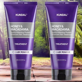 Kundal Hair Care Hair Strengthening Honey & Macadamia Treatment Baby Powder Scent 2 Pieces 200ml / 쿤달 헤어케어 모발강화 허니 앤 마카다미아 트리트먼트 베이비파우더향 2개 200ml