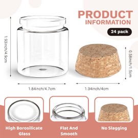 Golibra 24 Pcs Small Glass Jars with Cork Lids, 50ml Decorative Glass Bottles, Tiny Glass Vials for DIY Crafts, Wedding Favors, Party Decorations, Home Storage