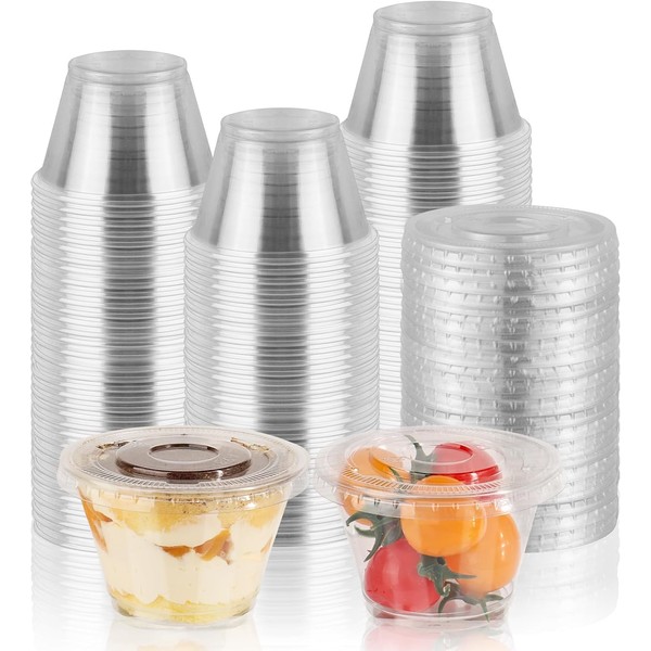 GGOLDMER 50 Sets 7 oz Clear Plastic Cups with Lids