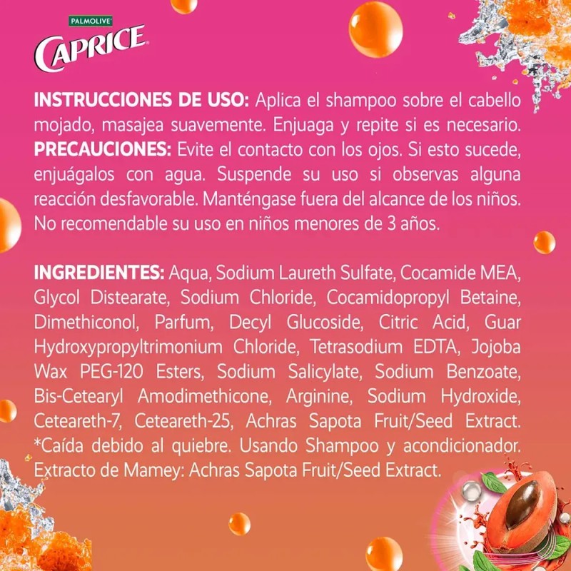 Shampoo Caprice Control Caída Mamey + Arginina 750 ml