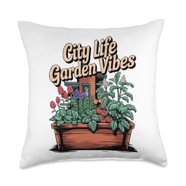 City Life Garden Vibes Urban Gardening Herb For Men Women Throw Pillow