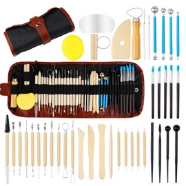 41PCS Clay Sculpting Tools Kit, Pottery Tools with Organizer Storage Bag, Wooden, Stainless Steel Plastic Clay Tools, Sculpting Tool for DIY Handcraft, Modeling, Ceramic Carving