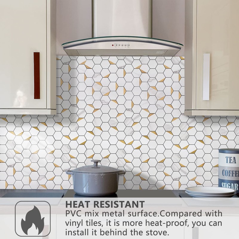 STICKGOO Peel and Stick Backsplash for Kitchen, Self-Adhesive Tile Hexagon