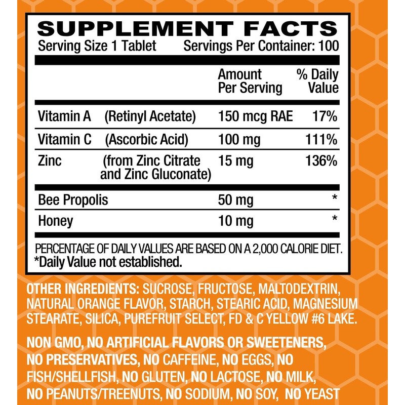 Basic Brands Zinc Lozenges, 100 Count, Orange