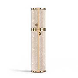 FENHON Perfume Travel Refillable Bottle, 8ml Glitter Leather Atomizer for Perfume, Portable Size Cologne Sprayer, Mini Fragrance Spray Bottle for Woman & Man Essentials (Gold)