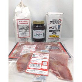 Country Ham Breakfast Meal Kit With Biscuit Mix - Grits And Jelly Flavor of Your Choice (Blackberry Jam Sugar-Free Seedless)