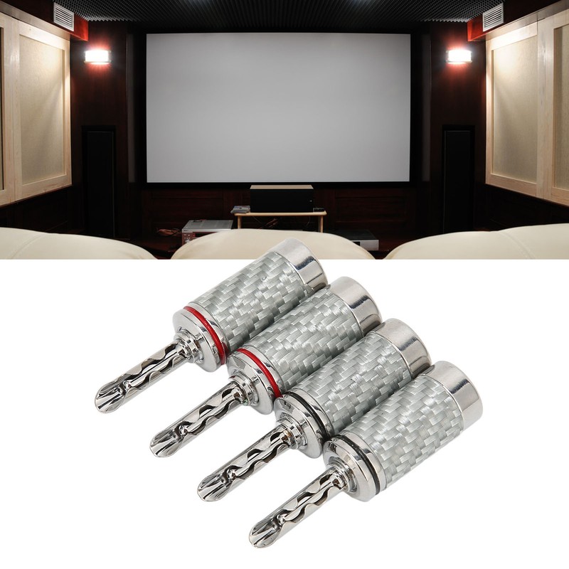 4pcs BFA Banana Plug Brass White Carbon Fiber Shell Speaker