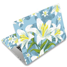 Mibbxea 15.4-15.6 Inch Laptop Skin Sticker, Customisable, Universal for 12.1 13 13.3 14 Inch Computers and Netbooks, Reusable Notebook Art Protector (031 Lily)