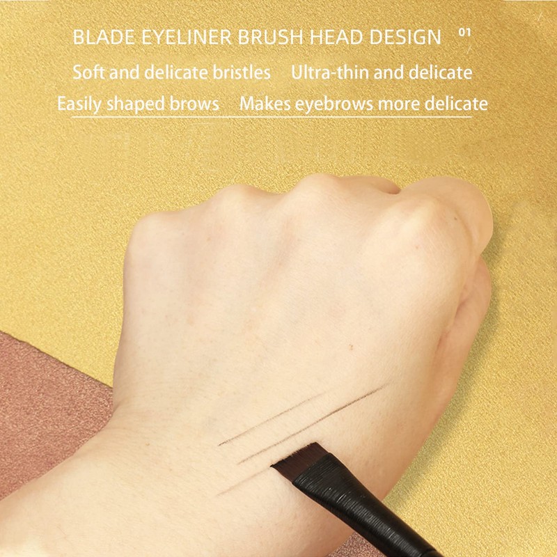 Ksvsonrvi Blade Eyeliner Brush + Eyebrow Brush Set, 2 Pack