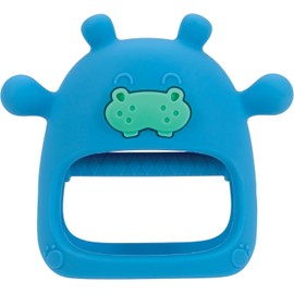 Nuby Manopla de dentición de silicona con agarre para la muñeca, 3 meses, hipopótamo