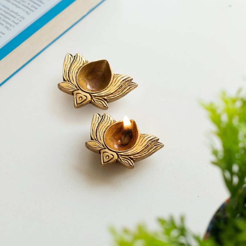 Set of 2 Kuber Diya (Size :- 2") (Lotus diya)