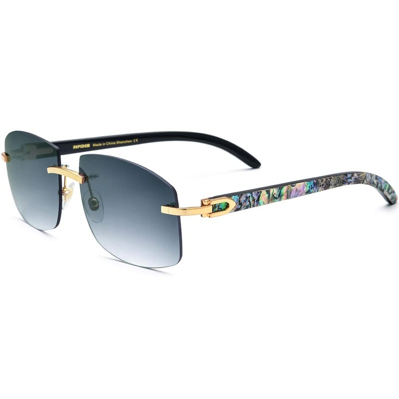 HEPIDEM 100% Really Buffalo Horn and Natural Mussel Shell Rimless