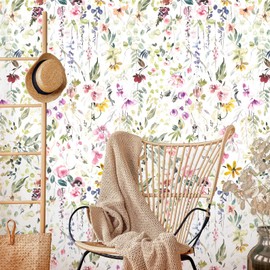 Coloritto Garden Watercolor Peel and Stick Wallpaper | Removable Floral Wallpaper | Self Adhesive Botanical Mural | Hand Painted Wallpaper (Sample 12" W x 8" H)