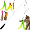 Youngever 6 Pieces Cat Toys Teasing Feather Toy, Retractable Wand