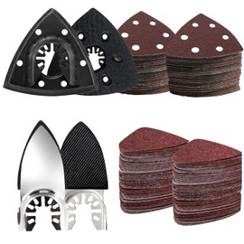 LEILUO LEILUO 127 Pcs Multi Tool Sanding Pad Kit 2Pcs 3-1/2 Inch Triangle Sanding Pads 2Pcs Fingertip Sand Pad 120Pcs Sandpaper 3Pcs Adapters Compatible with DeWalt Dremel Milwaukee and More