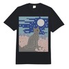 Black Cat Night Scene Cherry Blossom Moon Mountain Art Comfort